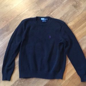 Black Polo sweater purple horse